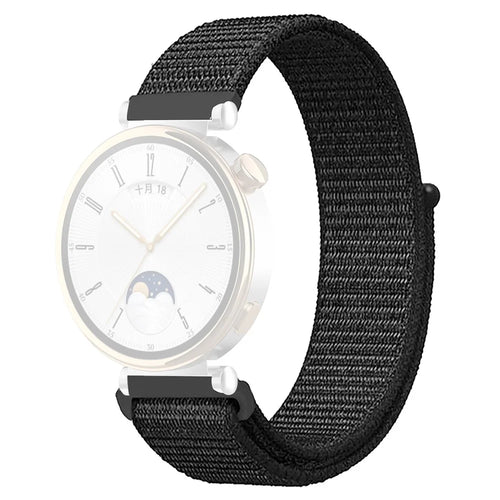 For Huawei Watch GT 4 41mm / Garmin Venu 3S Watch Band 18mm Nylon Loop Adjustable Wrist Strap - Dark Black - 1