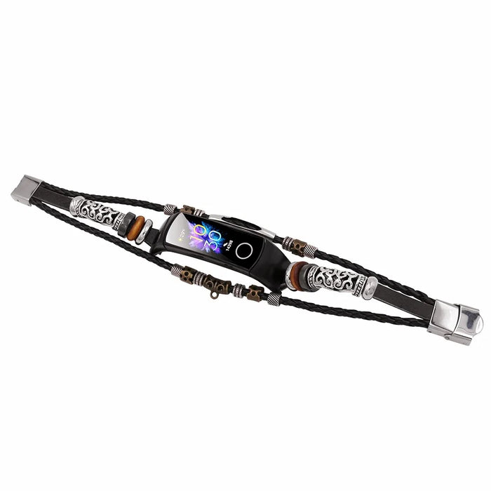 For Honor Band 4 / 5 Wrist Band Vintage Watch Beaded Bracelet - Black - 2