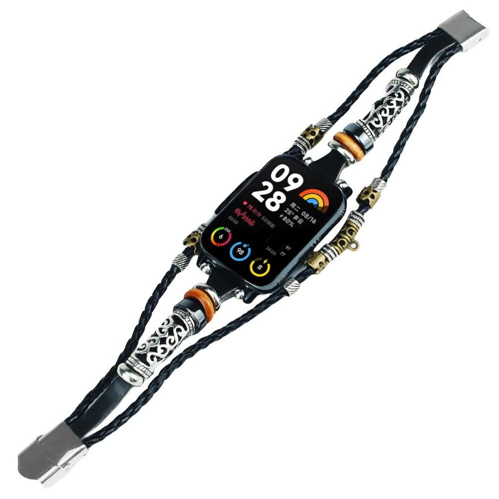 For Xiaomi Smart Band 10 Pro / 9 Pro / 8 Pro / Redmi Watch 6 / 5 / 4 Watch Band Retro Ethnic Style Beads Watch Strap Bracelet - Black - 1