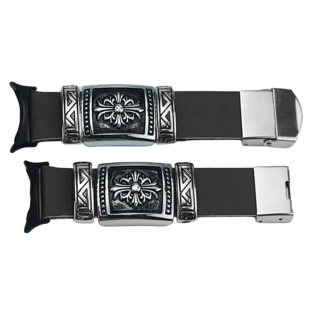For Google Pixel Watch 4 41mm / Watch 3 41mm / Watch 2 / Watch Replacement Strap Ethnic Embossed Bracelets Watch Band - Black - 1
