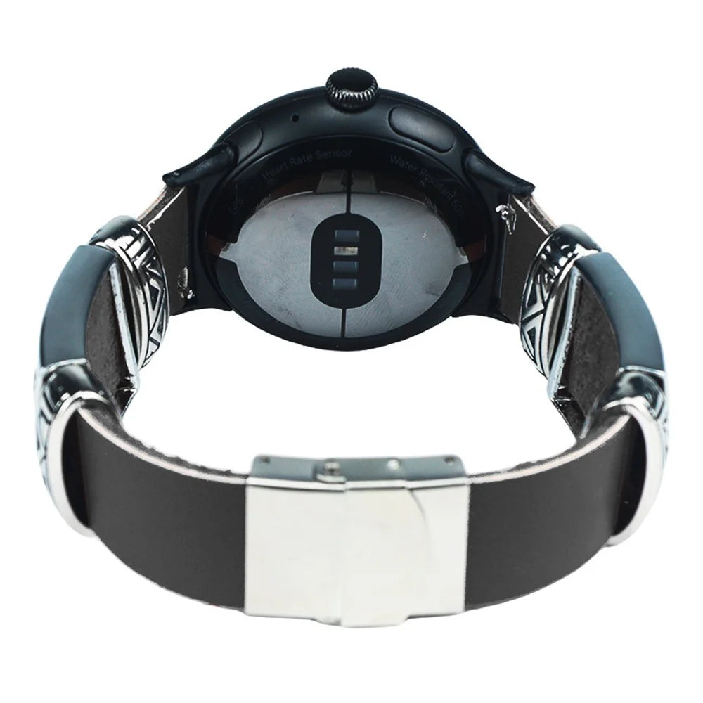 For Google Pixel Watch 4 41mm / Watch 3 41mm / Watch 2 / Watch Replacement Strap Ethnic Embossed Bracelets Watch Band - Black - 5