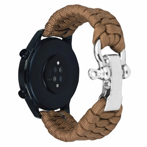 For Huawei Watch GT4 46mm / Samsung Galaxy Watch3 45mm Watch Strap 22mm Braided Rope Wrist Band - Brown - 1