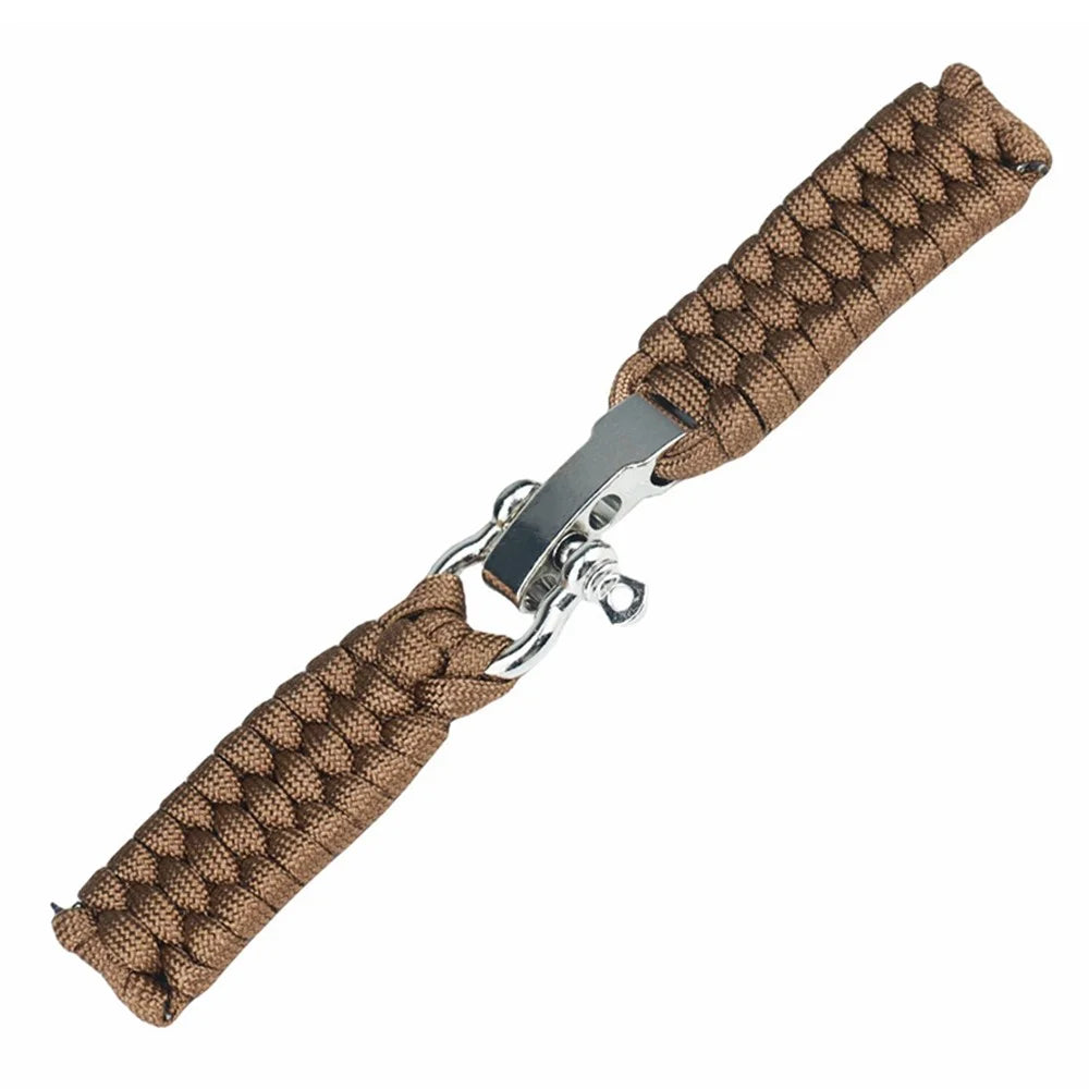 For Huawei Watch GT4 46mm / Samsung Galaxy Watch3 45mm Watch Strap 22mm Braided Rope Wrist Band - Brown - 3