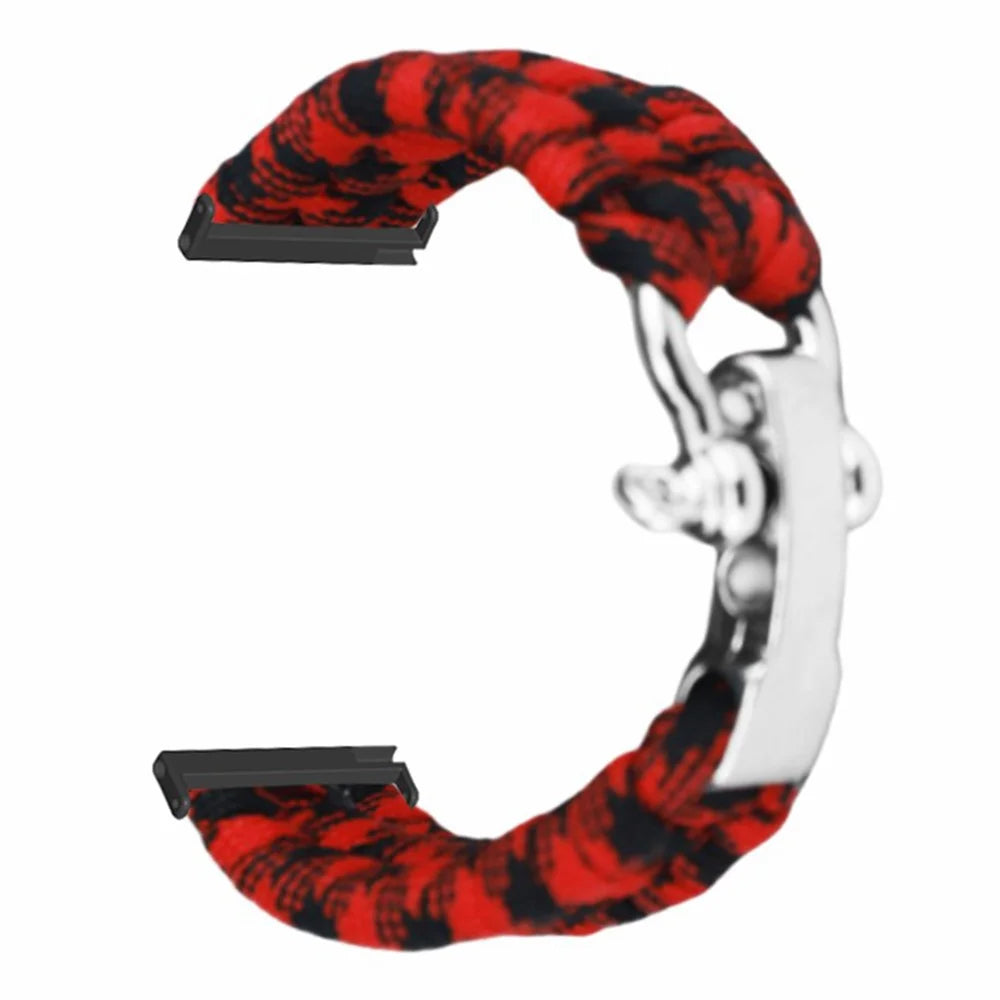 For Suunto Spartan Sport Wrist HR Baro / Suunto 7 / Suunto 9 24mm Watch Band Braided Rope Wrist Strap Bracelet - Red Black Camouflage - 1