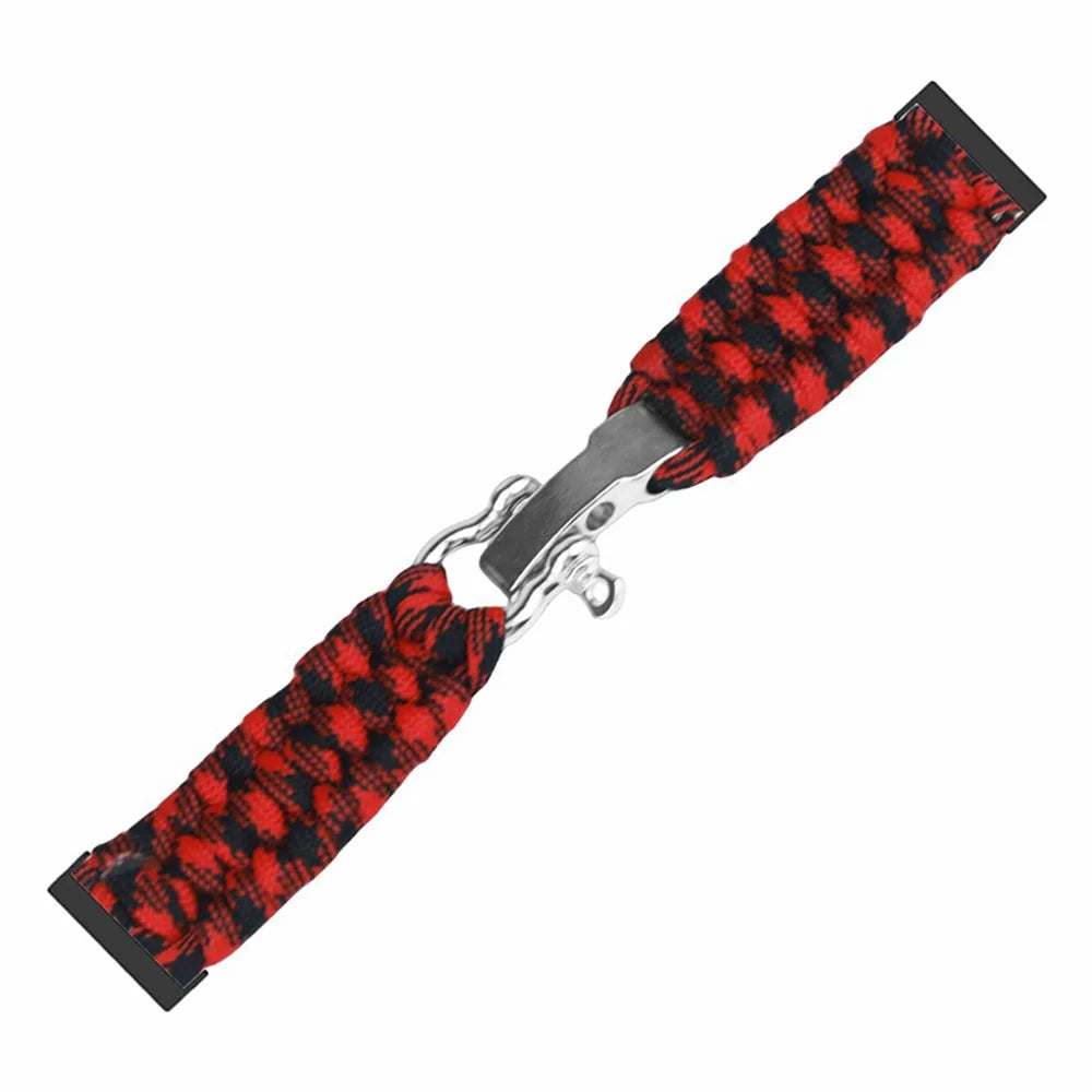 For Suunto Spartan Sport Wrist HR Baro / Suunto 7 / Suunto 9 24mm Watch Band Braided Rope Wrist Strap Bracelet - Red Black Camouflage - 3