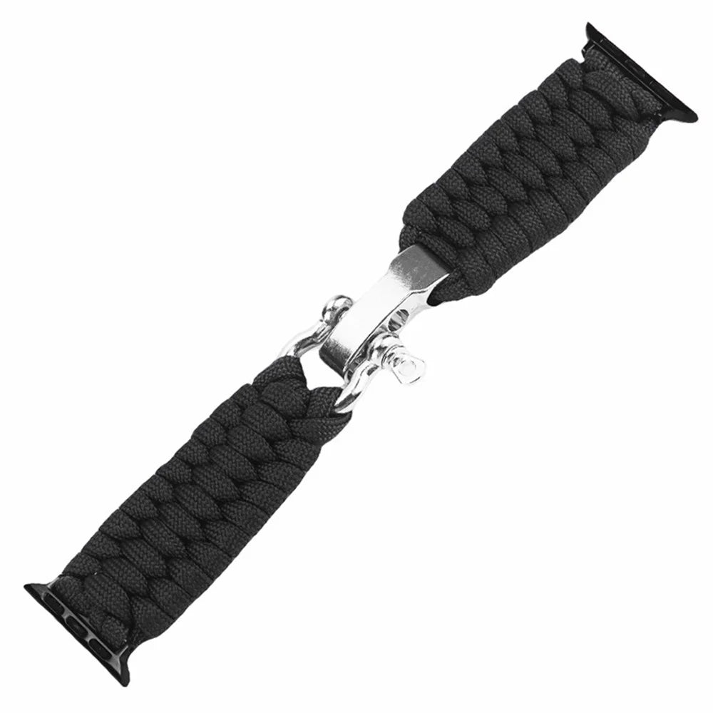 For Apple Watch Ultra 3 2 1 49mm / Series 11 10 46mm / 9 8 7 45mm / SE3 SE2 SE 6 5 4 44mm / 3 2 1 42mm Nylon Braided Watch Band - Black - 3