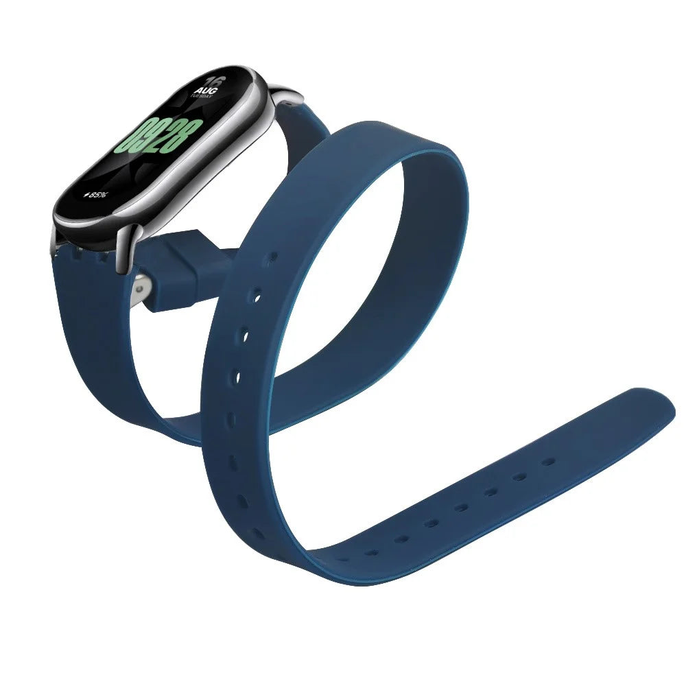For Xiaomi Smart Band 9 NFC / 9 / 8 NFC / 8 / 8 NFC Watch Bands Silicone Strap with Metal Connector - Navy Blue - 2