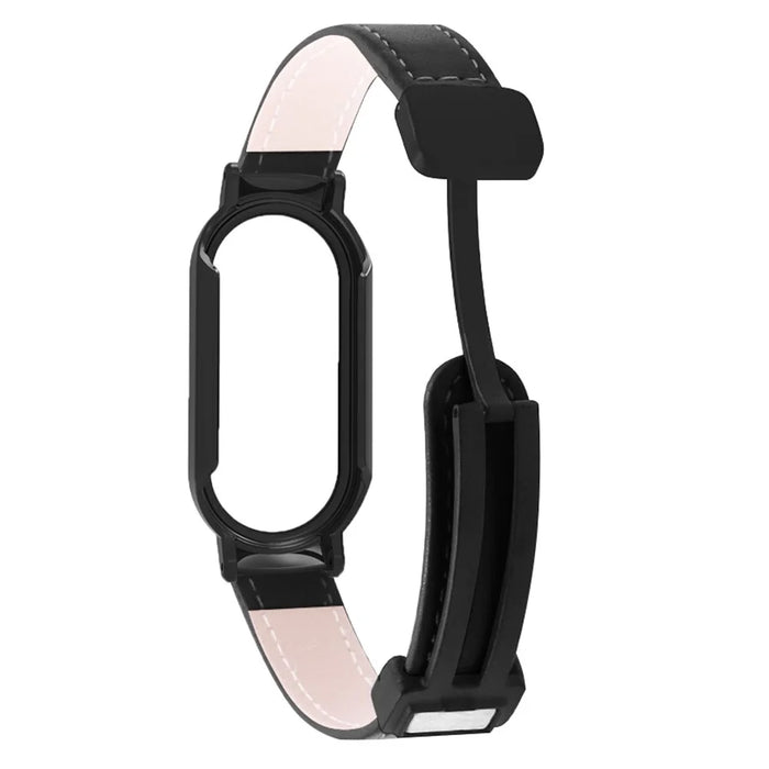 For Xiaomi Smart Band 8 / Smart Band 8 NFC Leather Watch Band Magnetic Buckle Strap with Watch Case / Screen Protector - Black - 5