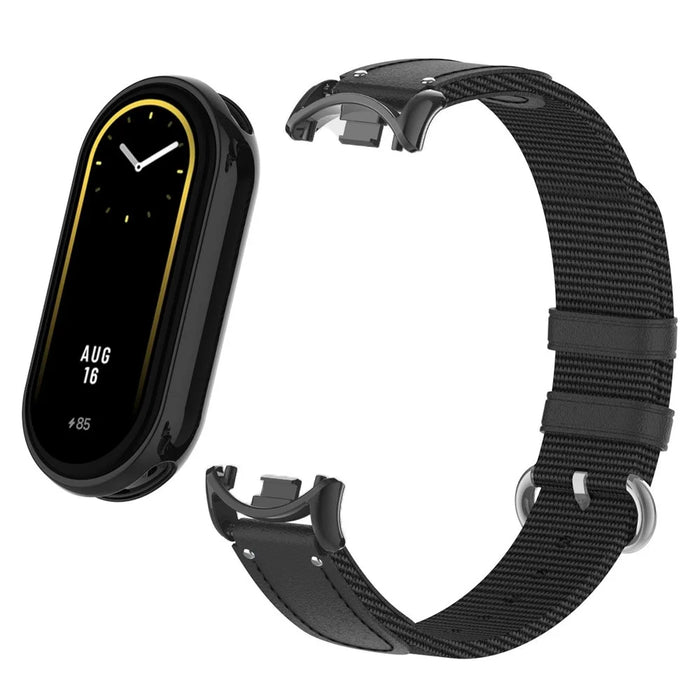 For Xiaomi Smart Band 9 NFC / 9 / 8 NFC / 8 Woven Canvas Smartwatch Strap Adjustable Watch Band - Black - 1