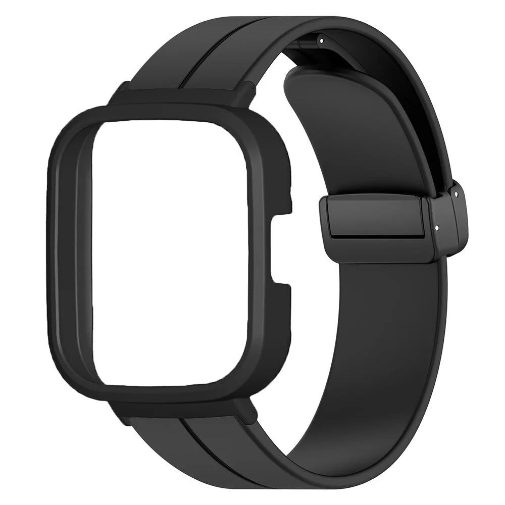 For Xiaomi Redmi Watch 3 Watch Band Black Magnetic Buckle Silicone Wrist Strap with Watch Case - Black - 2