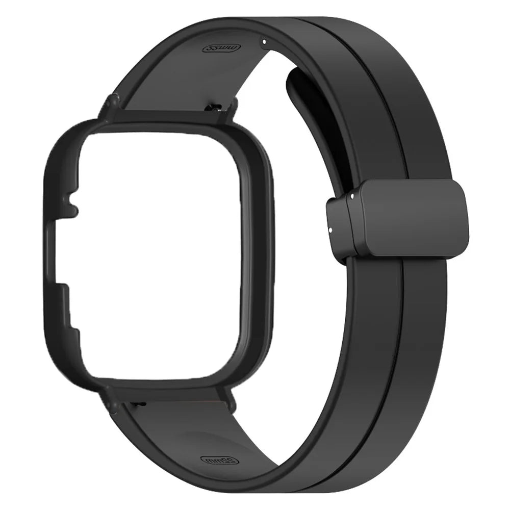 For Xiaomi Redmi Watch 3 Watch Band Black Magnetic Buckle Silicone Wrist Strap with Watch Case - Black - 3