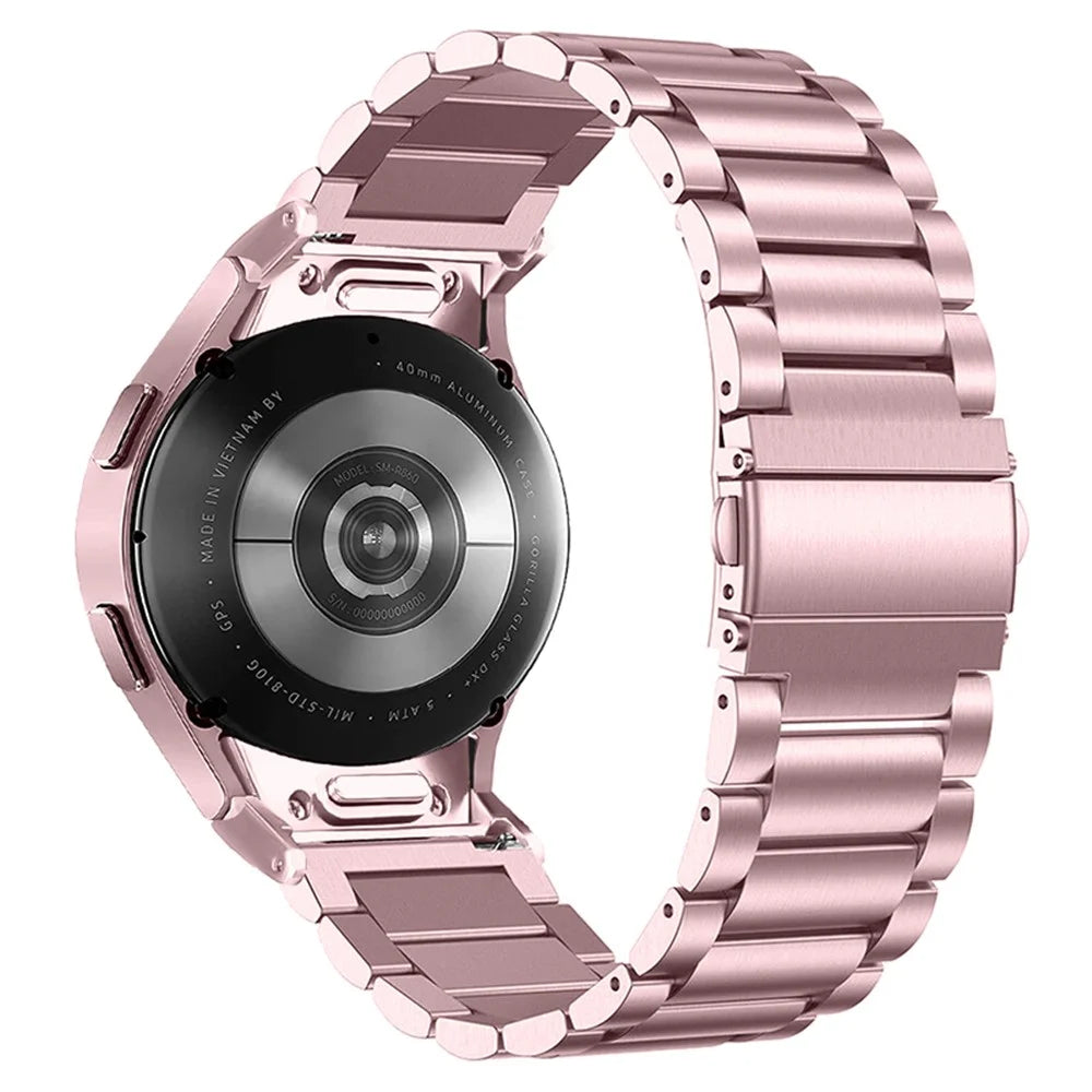 For Samsung Galaxy Watch6 40mm 44mm / Watch6 Classic 43mm / 47mm Smartwatch Strap Stainless Steel Wrist Band - Rose Pink - 1