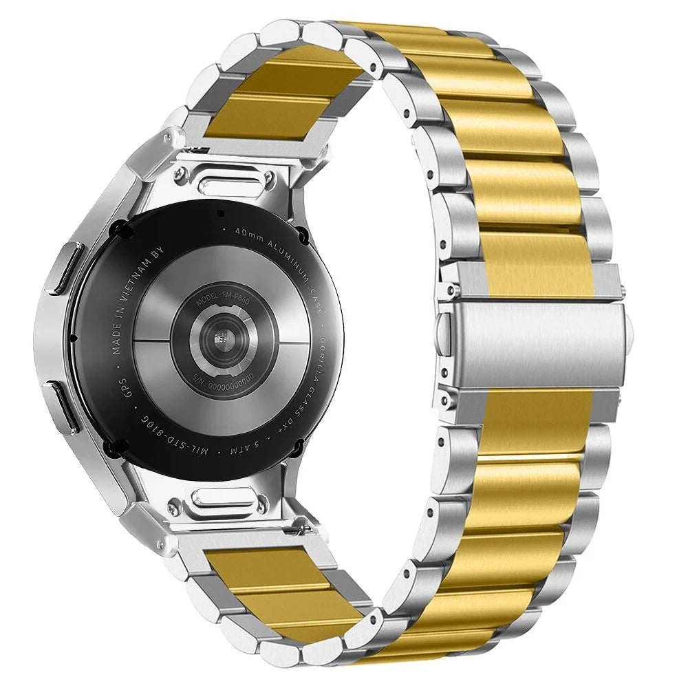 For Samsung Galaxy Watch 5 Active / Pro / Watch 5 / Watch FE 40mm / Watch4 Stainless Steel Wrist Strap Replacement - Gold+Silver - 1