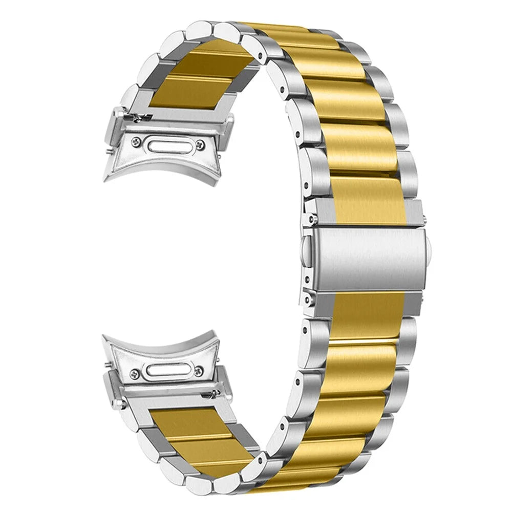 For Samsung Galaxy Watch 5 Active / Pro / Watch 5 / Watch FE 40mm / Watch4 Stainless Steel Wrist Strap Replacement - Gold+Silver - 3