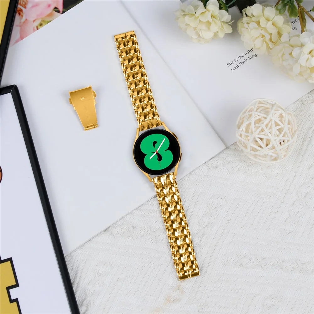 For Samsung Galaxy Watch6 40mm 44mm / Watch6 Classic 43mm / Classic 47mm Universal 20mm Metal Watch Strap - Gold - 4