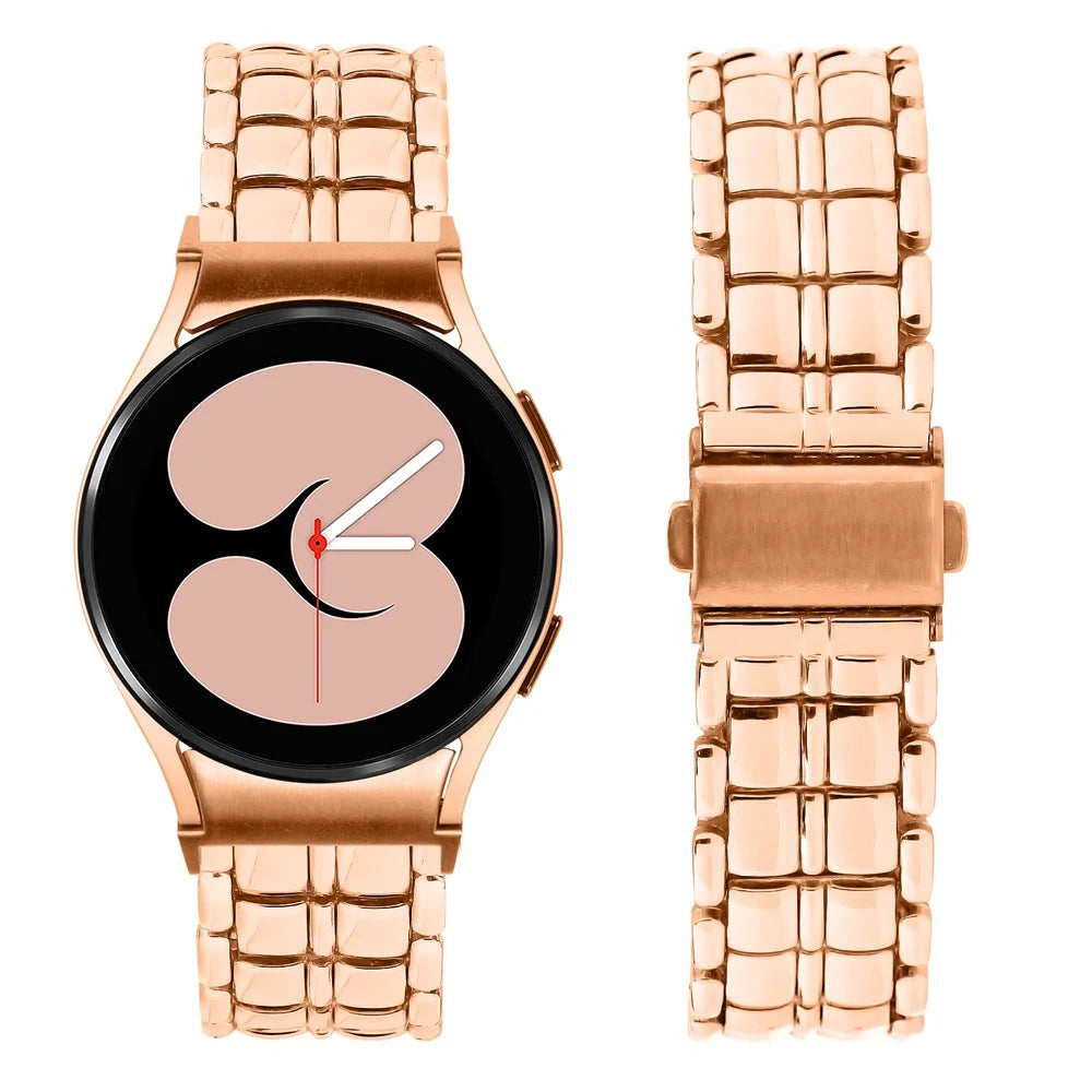 For Samsung Galaxy Watch 5 Active / Watch 5 / Watch FE 40mm / Watch4 Buckle Closure Metal Smart Watch Replacement Strap - Rose Gold - 3