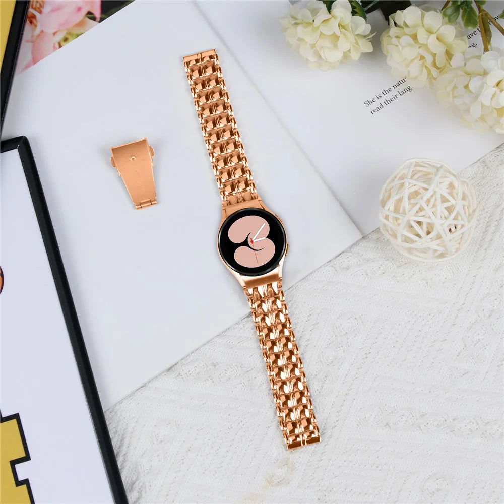 For Samsung Galaxy Watch 5 Active / Watch 5 / Watch FE 40mm / Watch4 Buckle Closure Metal Smart Watch Replacement Strap - Rose Gold - 4
