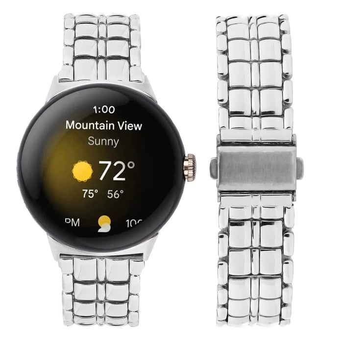 For Google Pixel Watch 4 41mm / Watch 3 41mm / Watch 2 / Watch Alloy Wrist Band Replacement Watch Strap - Silver - 3
