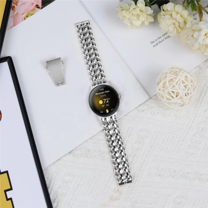 For Google Pixel Watch 4 41mm / Watch 3 41mm / Watch 2 / Watch Alloy Wrist Band Replacement Watch Strap - Silver - 4