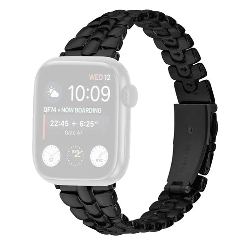For Apple Watch Ultra 3 2 1 49mm / Series 11 10 46mm / 9 8 7 45mm / SE3 SE2 SE 6 5 4 44mm / 3 2 1 42mm Metal Watch Strap - Black - 1