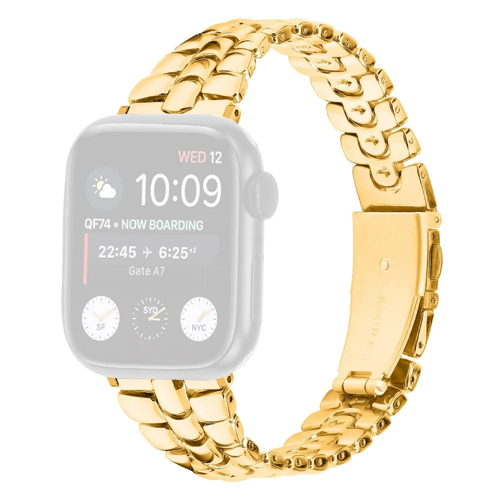 Watch Strap for Apple Watch Series 11 10 42mm / 9 8 7 41mm / SE3 SE2 SE 6 5 4 40mm / 3 2 1 38mm Smartwatch Metal Wrist Band - Gold - 1