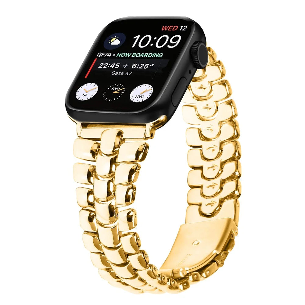 Watch Strap for Apple Watch Series 11 10 42mm / 9 8 7 41mm / SE3 SE2 SE 6 5 4 40mm / 3 2 1 38mm Smartwatch Metal Wrist Band - Gold - 2