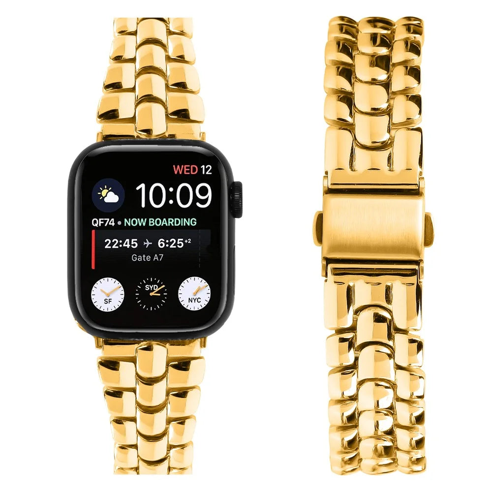 Watch Strap for Apple Watch Series 11 10 42mm / 9 8 7 41mm / SE3 SE2 SE 6 5 4 40mm / 3 2 1 38mm Smartwatch Metal Wrist Band - Gold - 3