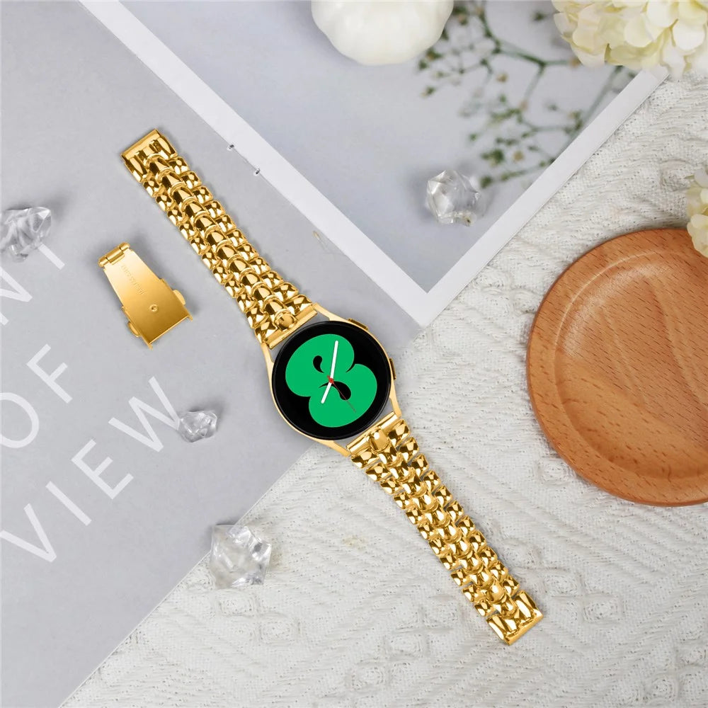 For Huami Amazfit Youth Edition 20mm Replacement Strap Stainless Steel Women Watch Band - Gold - 4