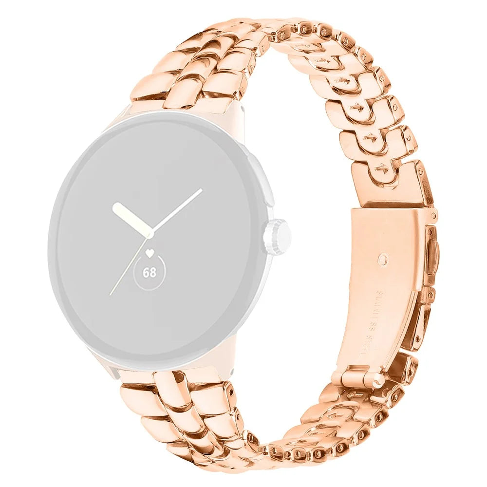 For Google Pixel Watch 4 41mm / Watch 3 41mm / Watch 2 / Watch Fashion Alloy Watch Strap Replacement Wrist Band - Rose Gold - 1