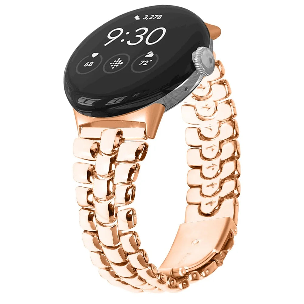 For Google Pixel Watch 4 41mm / Watch 3 41mm / Watch 2 / Watch Fashion Alloy Watch Strap Replacement Wrist Band - Rose Gold - 2