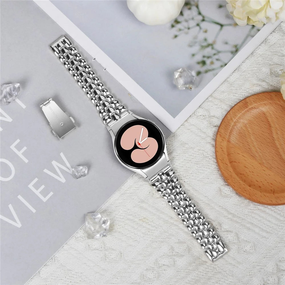 For Samsung Galaxy Watch6 40mm / 44mm / Watch6 Classic 43mm / 47mm Metal Watch Strap Seamless Slim Watch Band - Silver - 4