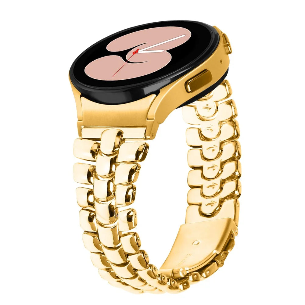 For Samsung Galaxy Watch FE 40mm / Watch4 / Watch4 Active / Watch 5 / Watch 5 Active Slim Watch Band Seamless Metal Watch Strap - Gold - 2