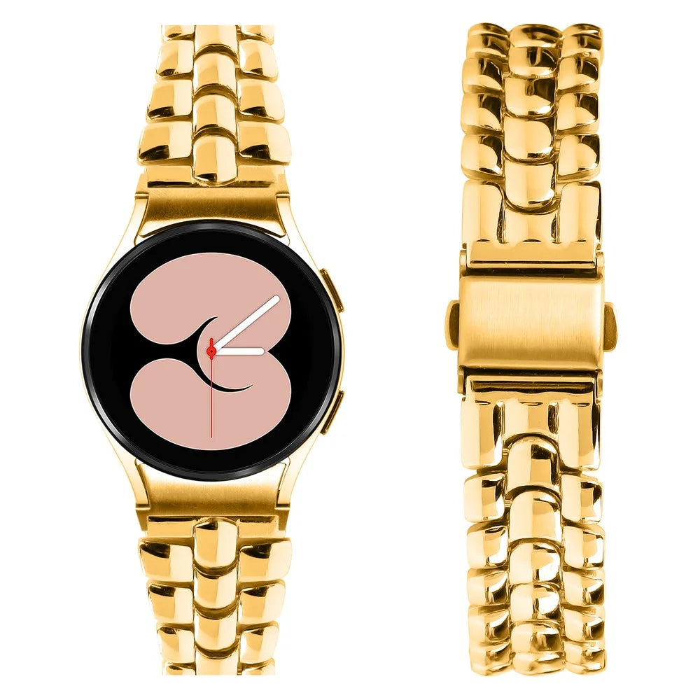 For Samsung Galaxy Watch FE 40mm / Watch4 / Watch4 Active / Watch 5 / Watch 5 Active Slim Watch Band Seamless Metal Watch Strap - Gold - 3