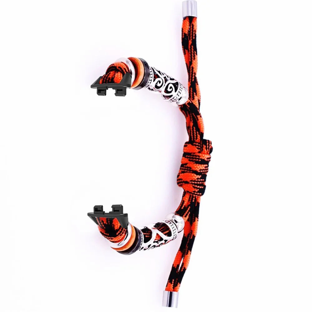 For Huawei Band 8 / Band 8 NFC / Band 9 / Band 9 NFC Watch Band Beads Decor Braided Rope Adjustable Wrist Strap - Black Orange Camo - 3