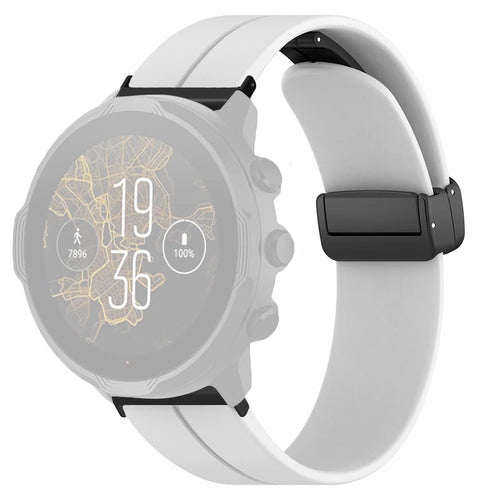 For Suunto Spartan Sport Wrist HR Baro / Suunto 7 Strap 24mm Silicone Watch Band (Thick Spring Bar) - White - 1