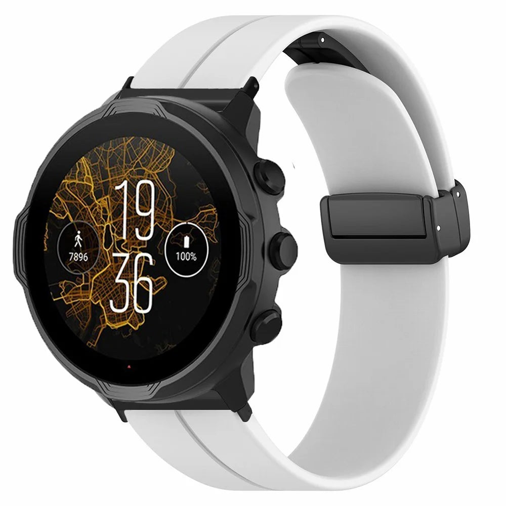 For Suunto Spartan Sport Wrist HR Baro / Suunto 7 Strap 24mm Silicone Watch Band (Thick Spring Bar) - White - 4