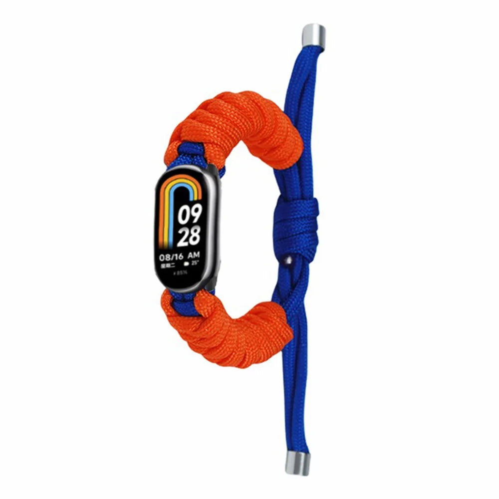 For Xiaomi Smart Band 9 NFC / 9 / 8 NFC / 8 Watch Band Braided Rope Bracelet - Sapphire+Orange - 1