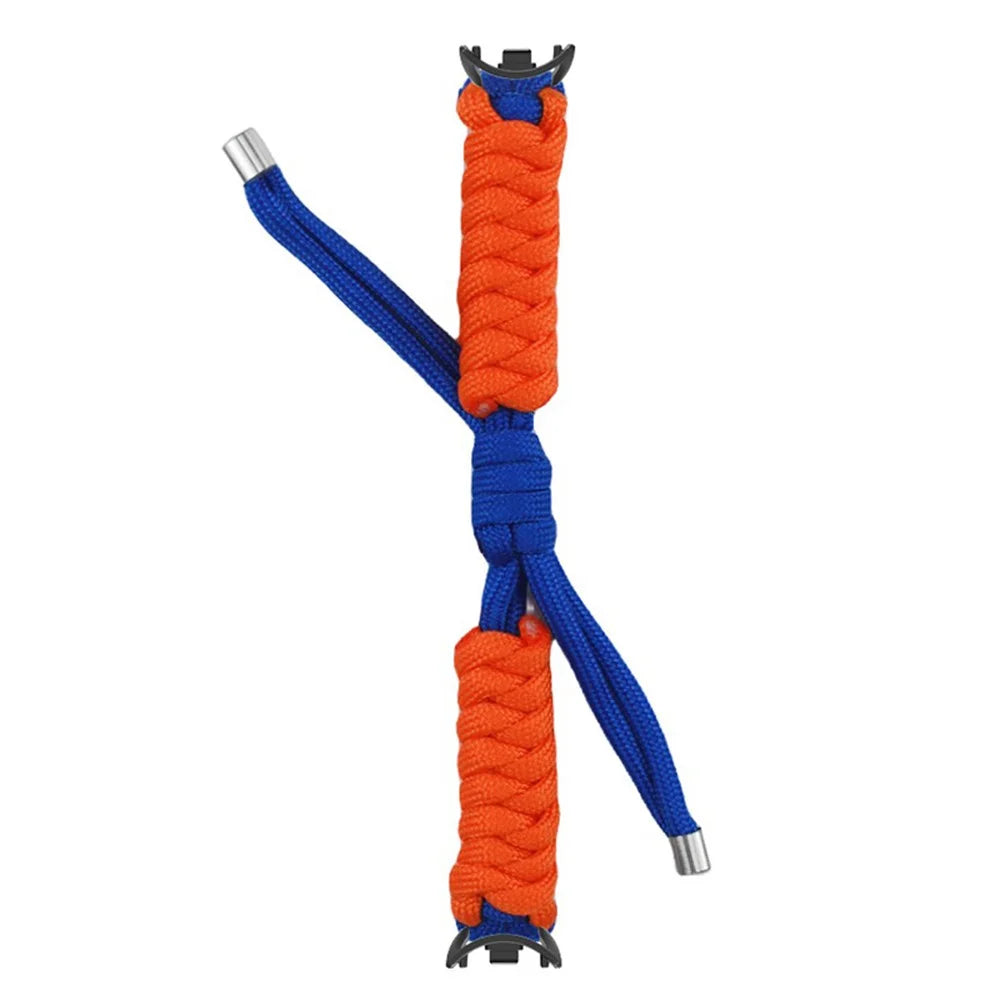 For Xiaomi Smart Band 9 NFC / 9 / 8 NFC / 8 Watch Band Braided Rope Bracelet - Sapphire+Orange - 4