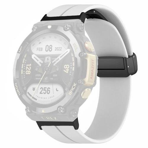 For Huami Amazfit T-Rex 2 Silicone Watch Band Magnetic Folding Buckle Wrist Strap - White - 1