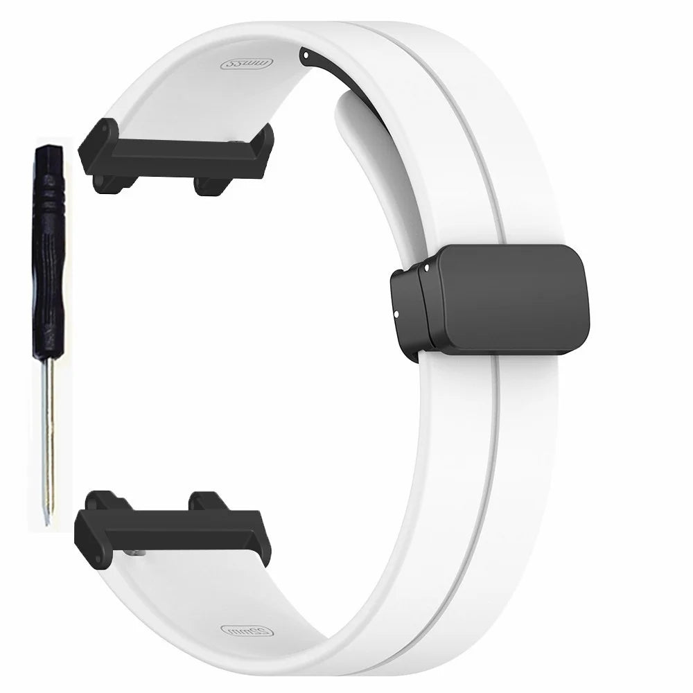 For Huami Amazfit T-Rex 2 Silicone Watch Band Magnetic Folding Buckle Wrist Strap - White - 3