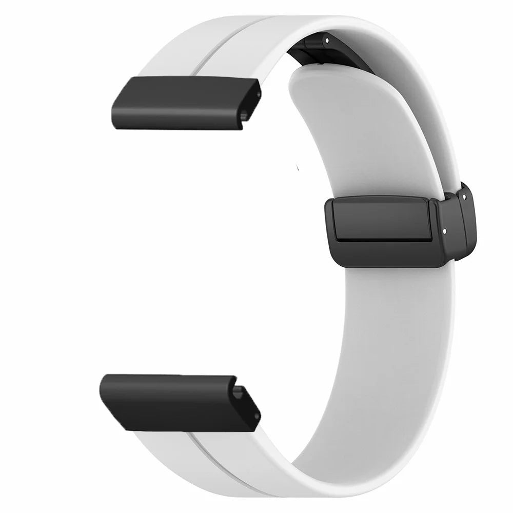 For Garmin Fenix 7X / 6X / 5X Watch Strap Magnetic Buckle Silicone Band with 26mm PC Connector - White - 2
