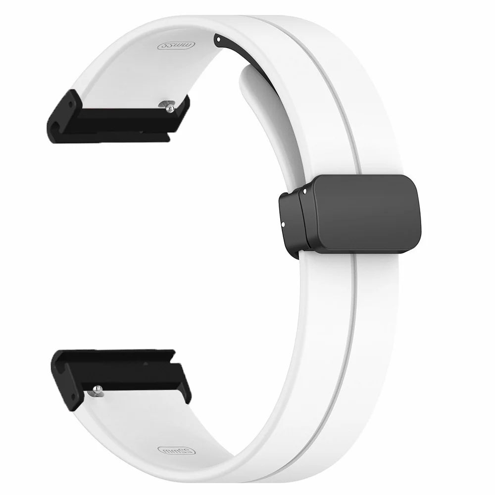 For Garmin Fenix 7X / 6X / 5X Watch Strap Magnetic Buckle Silicone Band with 26mm PC Connector - White - 3