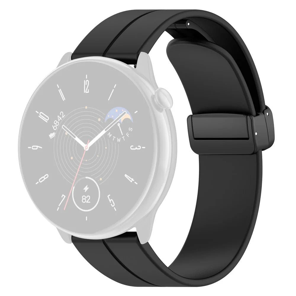 For Huami Amazfit GTR Mini / GTS 4 / 3 / 2 / Bip 3 Watch Band Magnetic Folding Buckle 20mm Silicone Strap - Black - 1