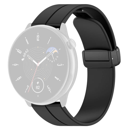 For Huami Amazfit GTR Mini / GTS 4 / 3 / 2 / Bip 3 Watch Band Magnetic Folding Buckle 20mm Silicone Strap - Black - 1