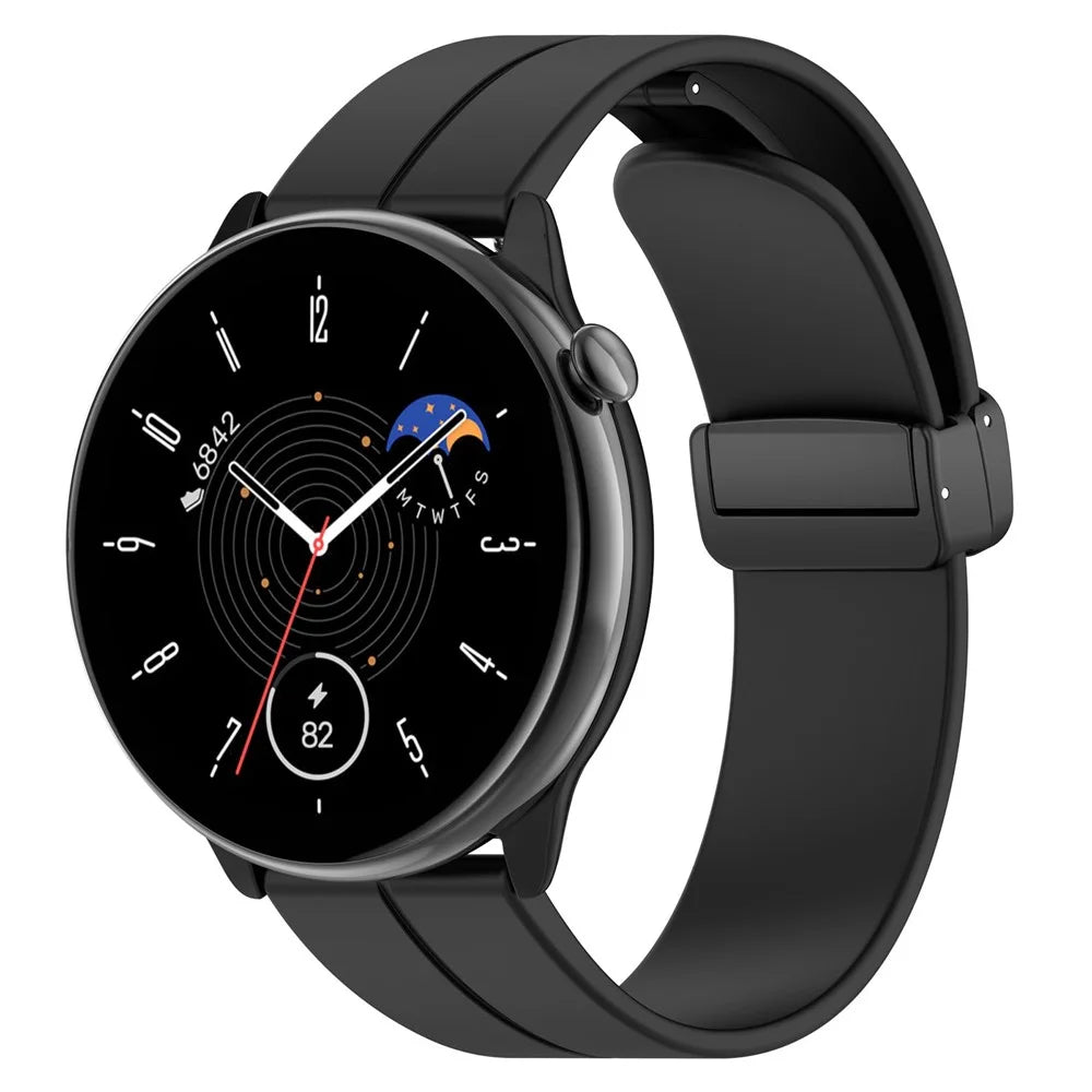 For Huami Amazfit GTR Mini / GTS 4 / 3 / 2 / Bip 3 Watch Band Magnetic Folding Buckle 20mm Silicone Strap - Black - 4