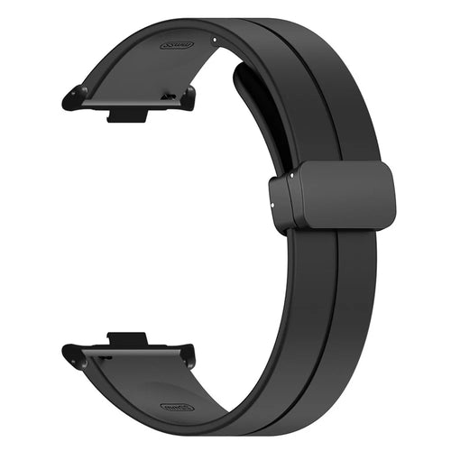For Xiaomi Smart Band 10 Pro / 9 Pro / 8 Pro / Redmi Watch 6 / 5 / 4 Silicone Watch Strap Wristband with Magnetic Folding Buckle - Black - 1