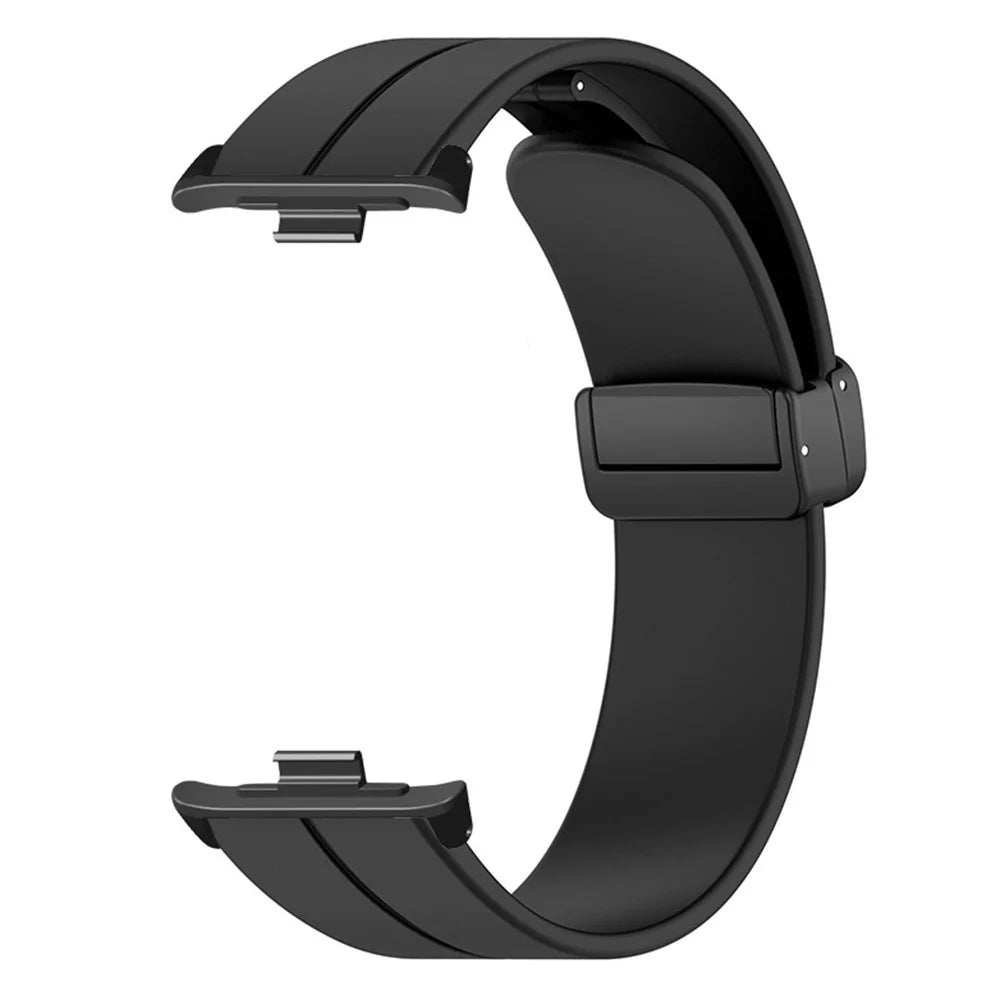 For Xiaomi Smart Band 10 Pro / 9 Pro / 8 Pro / Redmi Watch 6 / 5 / 4 Silicone Watch Strap Wristband with Magnetic Folding Buckle - Black - 2