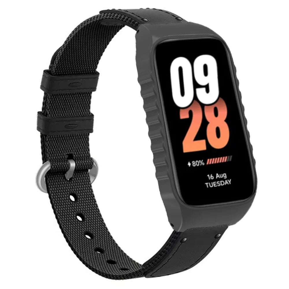 For Xiaomi Smart Band 8 Active / Redmi Smart Band 2 Strap Nylon Canvas Woven Watch Bands - Black - 1