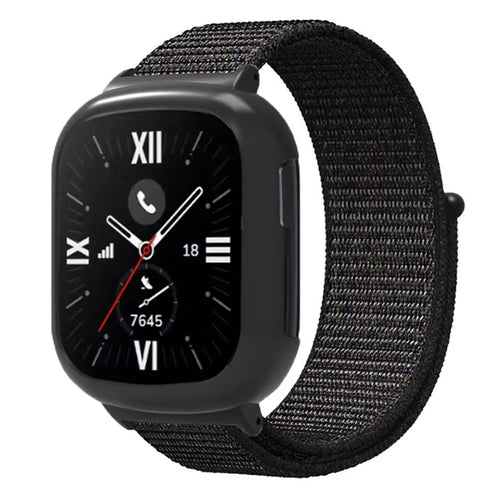 For Honor Watch 4 Strap Adjustable Nylon Sport Watch Bands with Watch Case - Black - 1