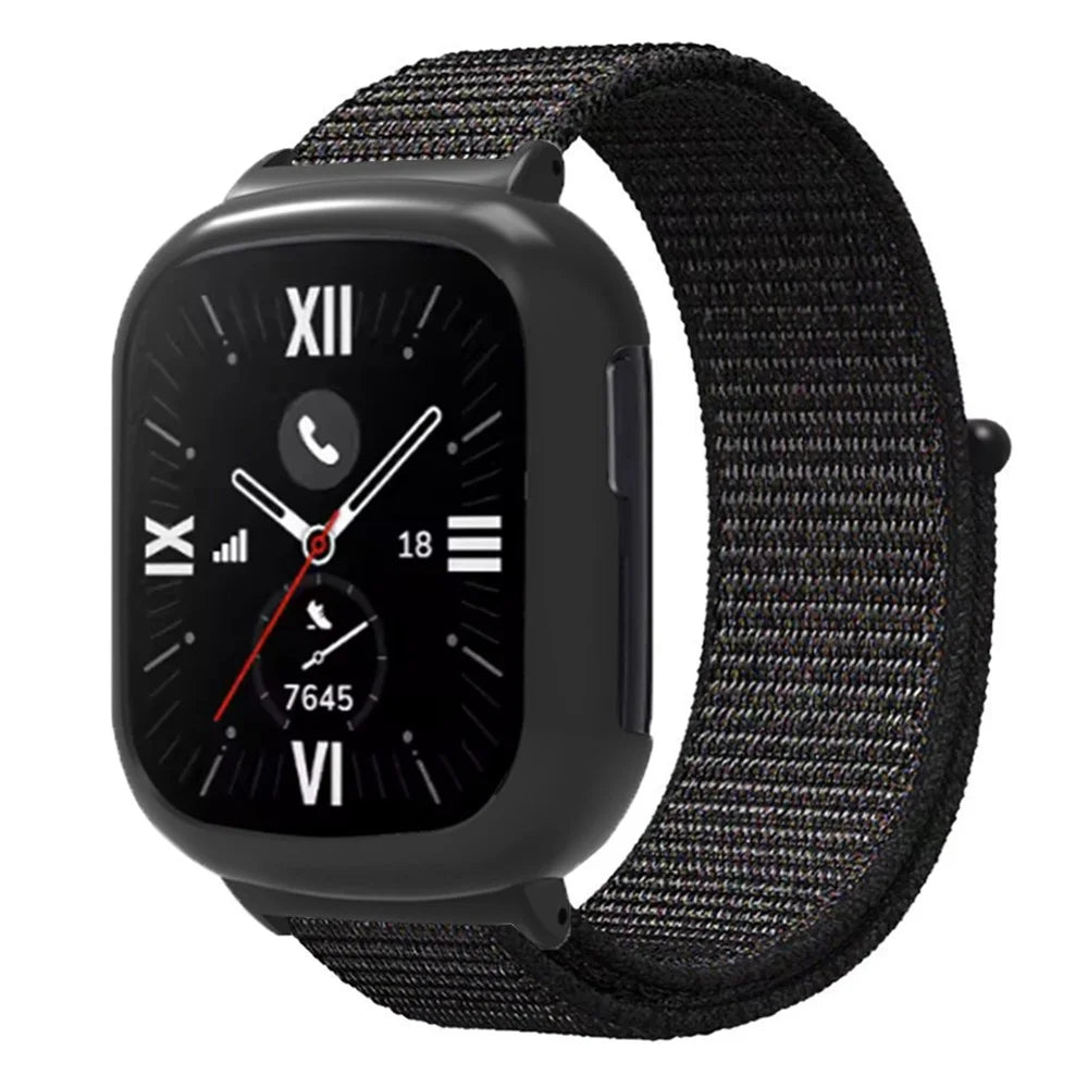 For Honor Watch 4 Strap Adjustable Nylon Sport Watch Bands with Watch Case - Black - 1